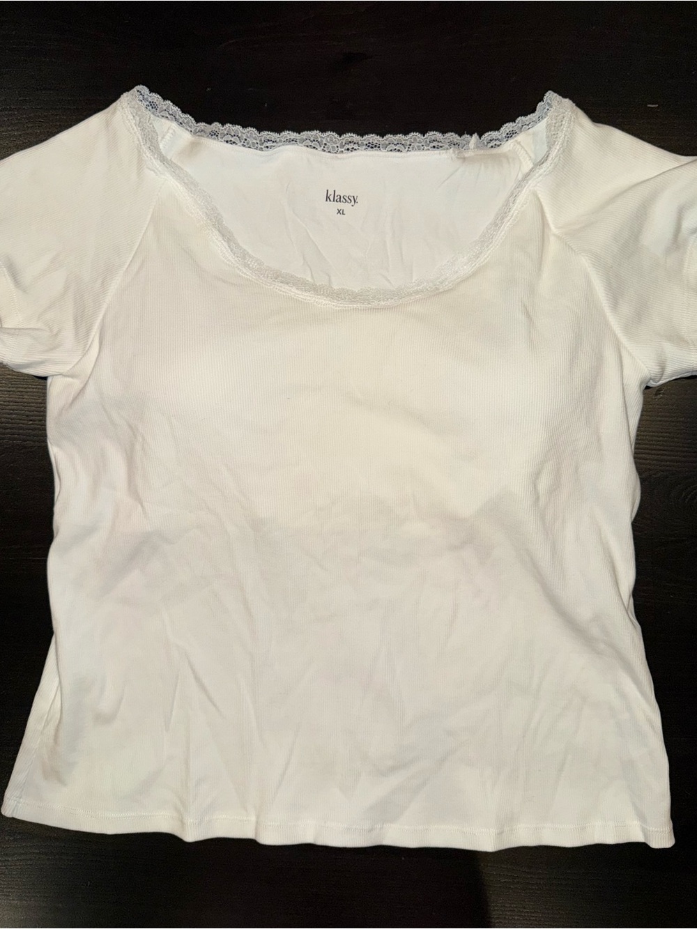 Klassy White Lace-Trim Scoop Neck Women's Top